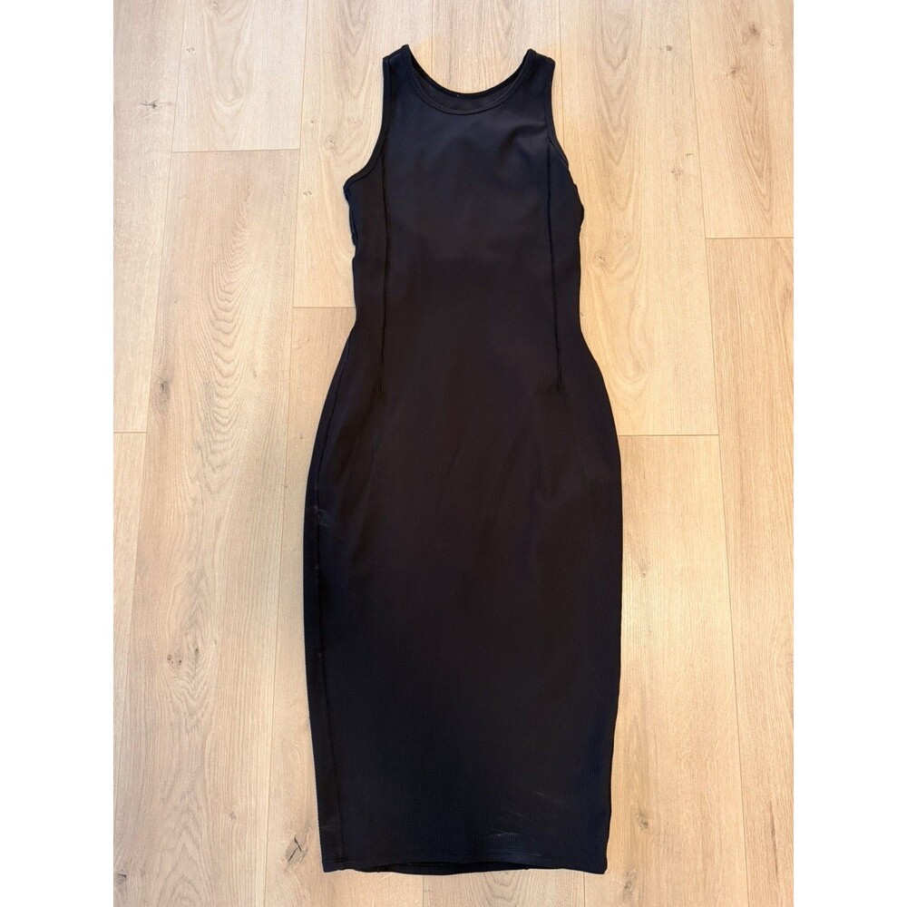 Lululemon Brunch and Back Ribbed Midi Black Dress Sz 6 Women’s Sweat Wicking - Picture 5 of 9